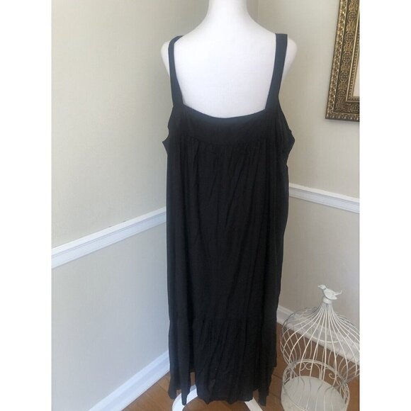 NWT SO Womens Size 2X Black Sleeveless Tiered Midi Dress Button Front - Picture 4 of 6